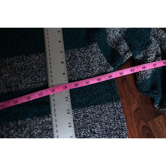 Vintage Turnabout Pullover Sweatshirt Gray & Teal Striped Size L Large USA - Picture 2 of 11